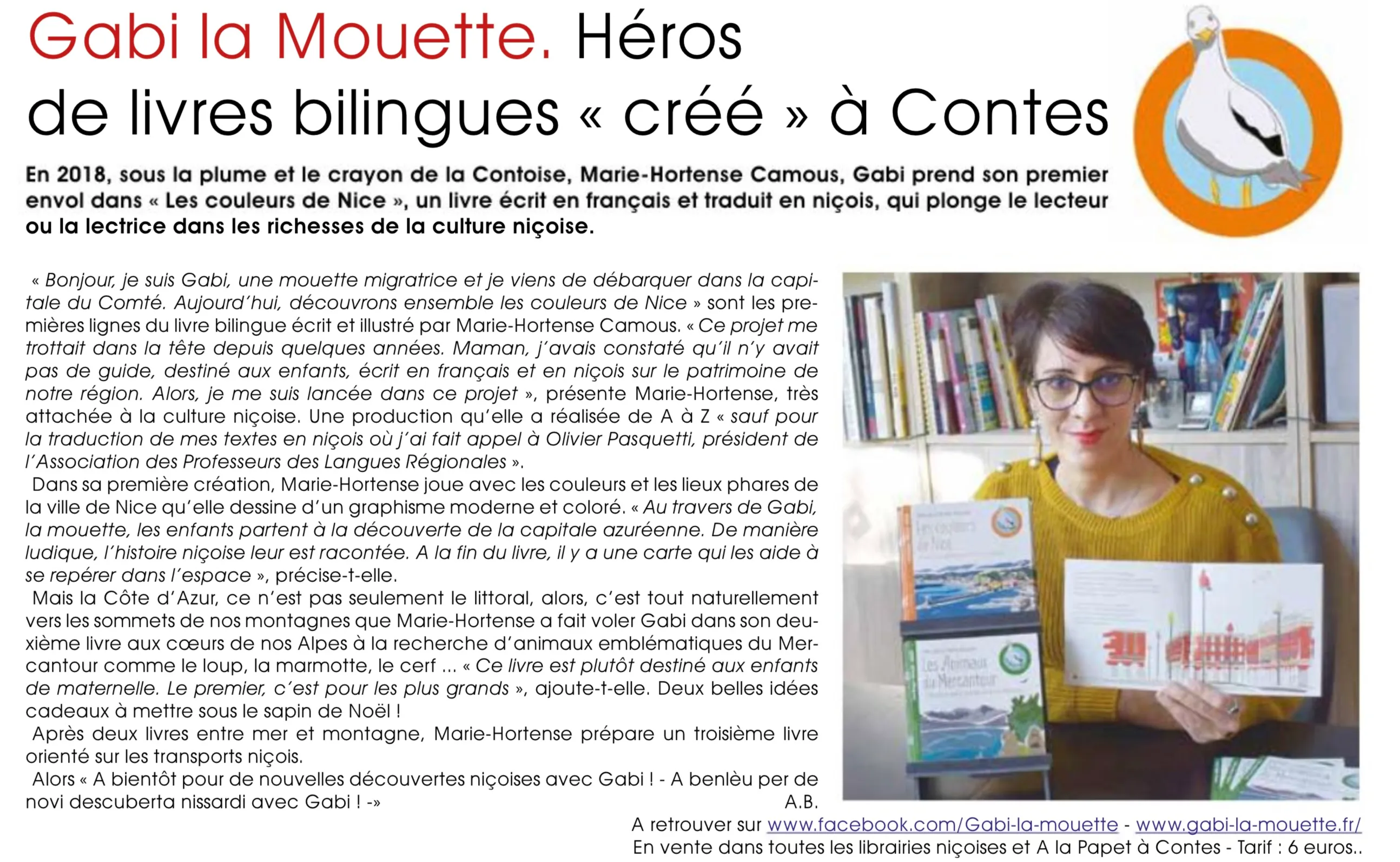 Article LETTRE DU MAILLON 984 Dec 2020 pour gabi la mouette livre en français niçois