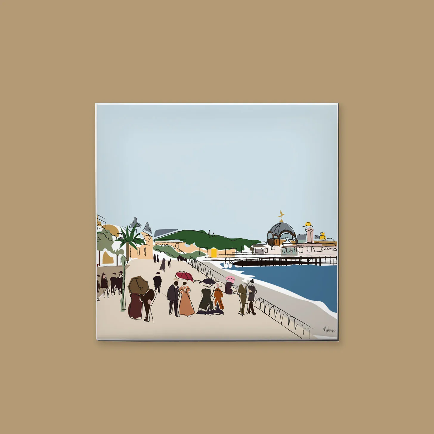 Carreau avec illustration iconic de la ville de nice avec la jetée-promenade