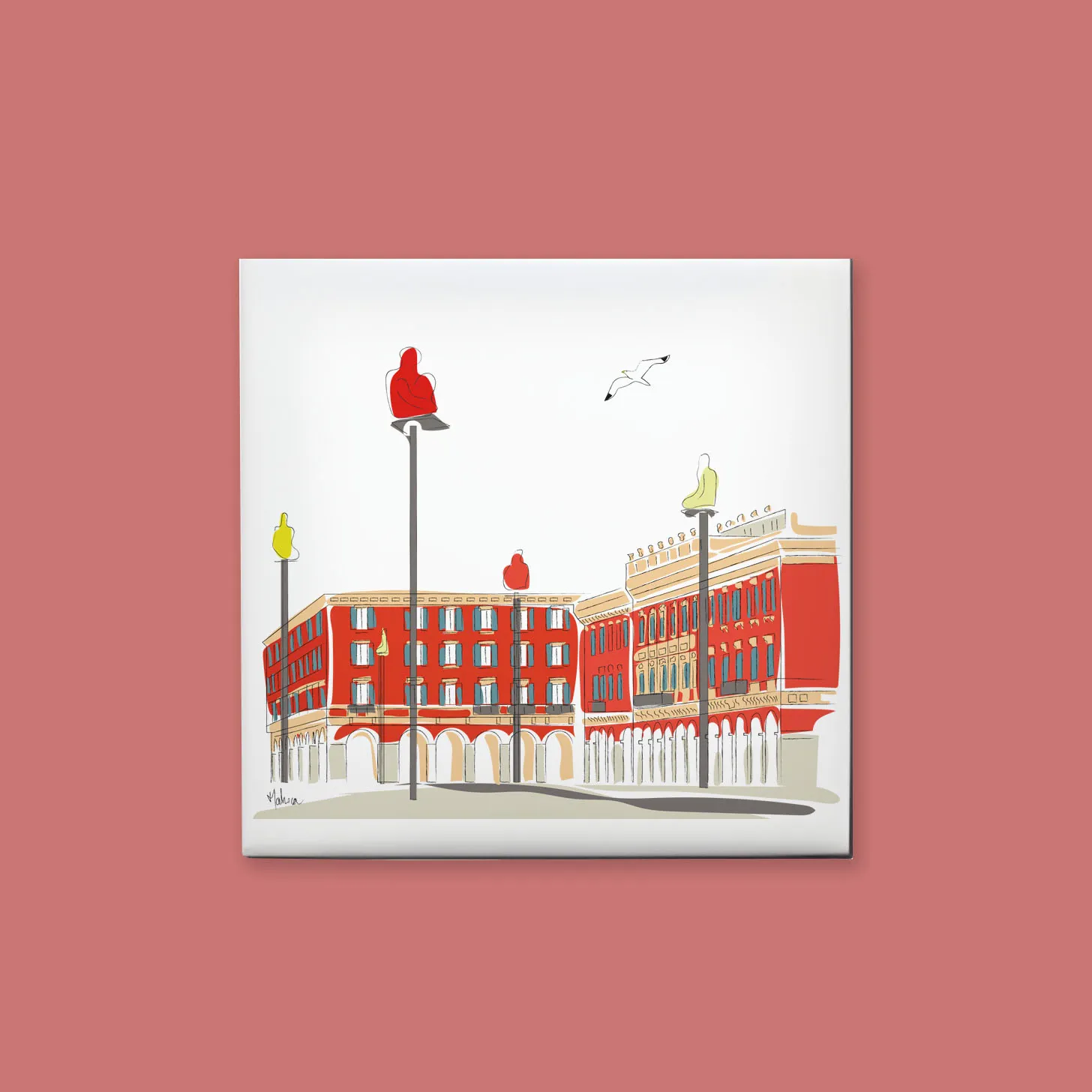 cadre de intérieure avec representation de la place masséna en illustration