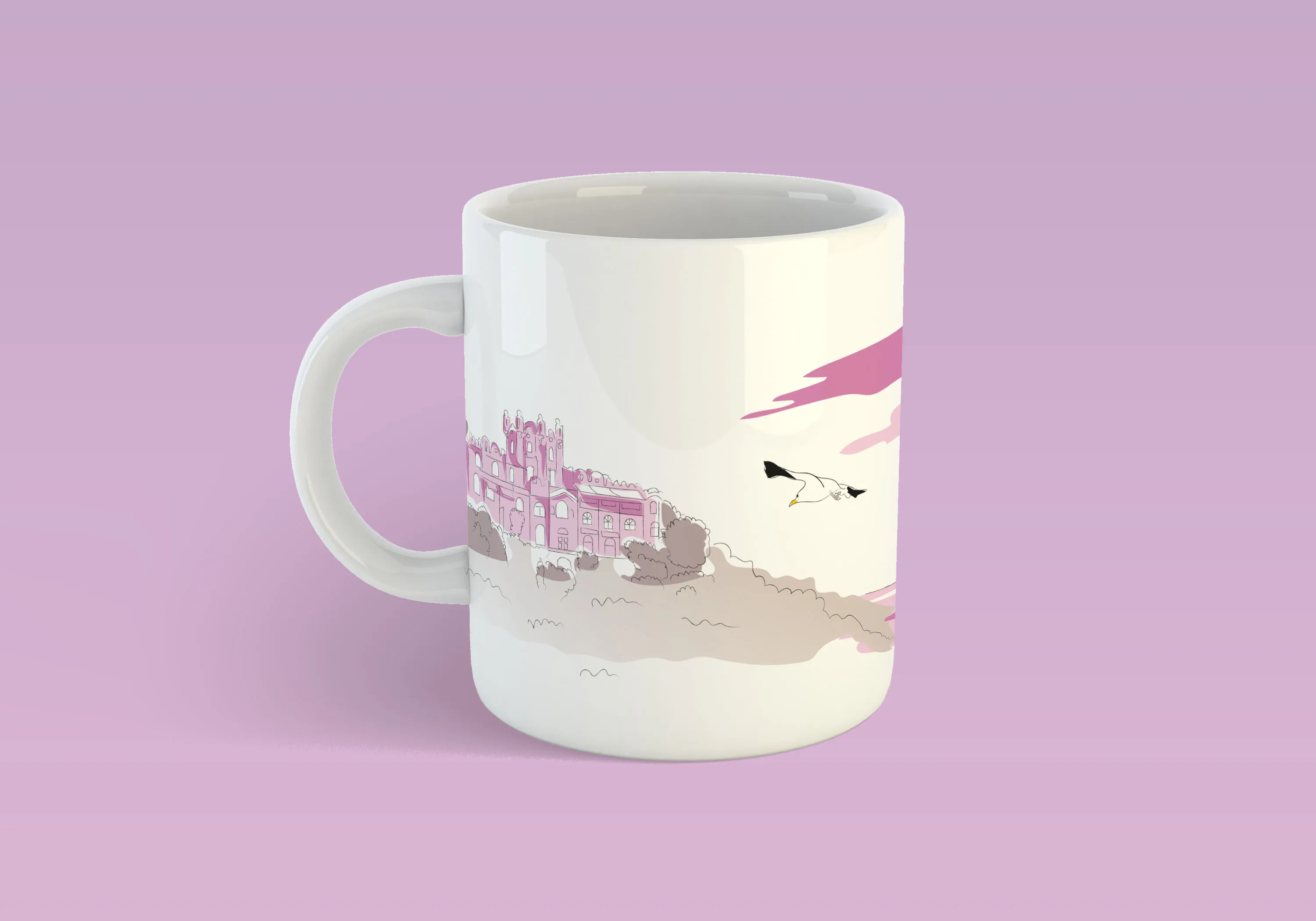 mug avec illustration de la ville de nice, le château anglais