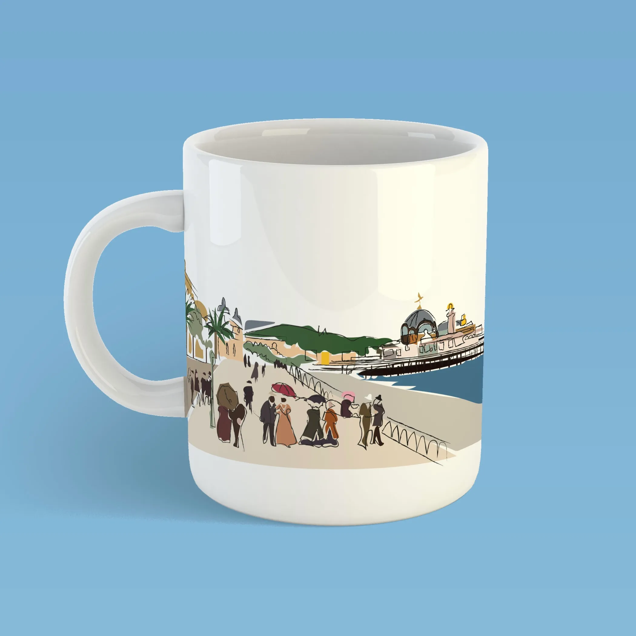 mug avec illustration de la ville de nice, la jetée promenade