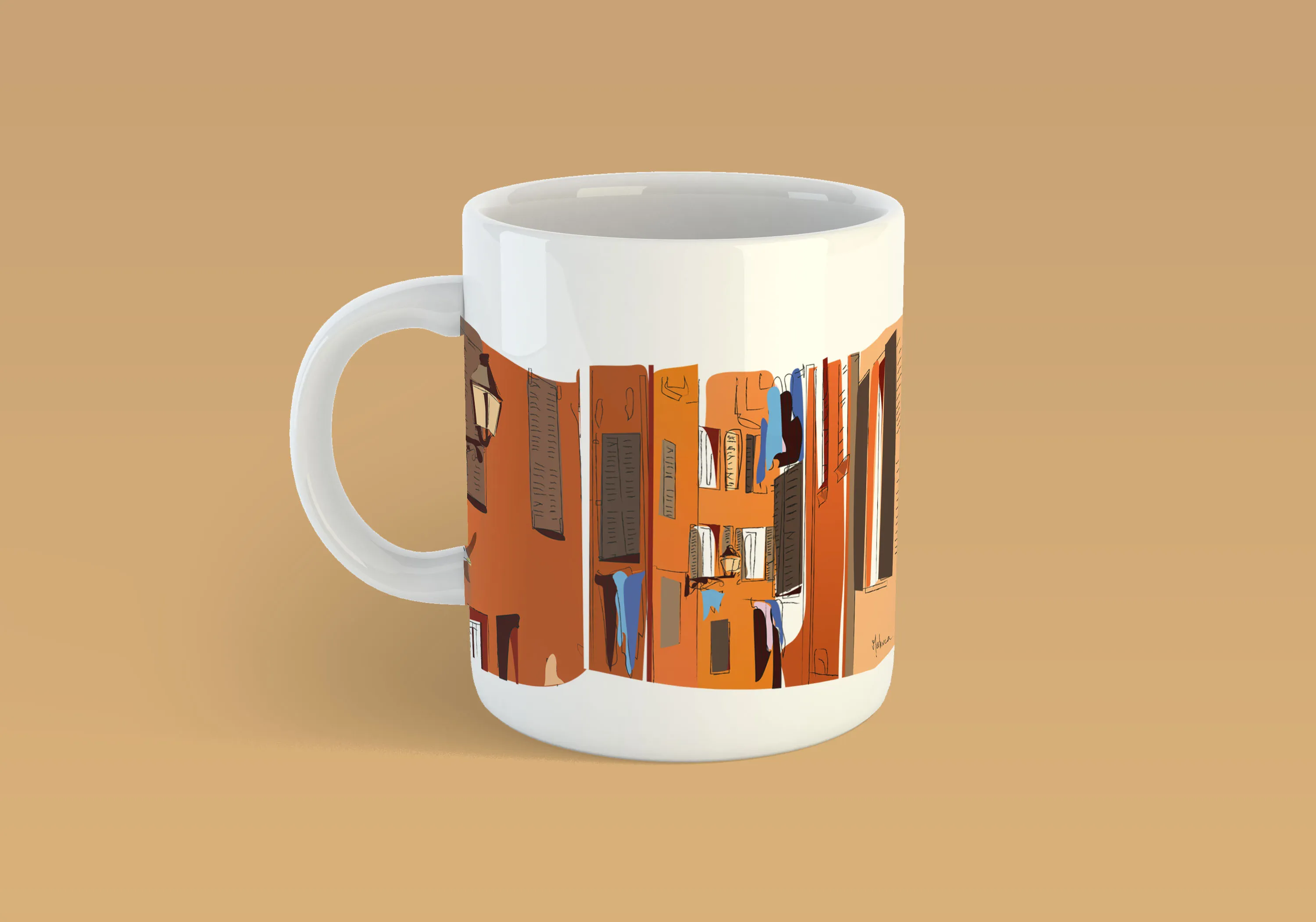 mug avec illustration de la ville de nice, le vieux nice