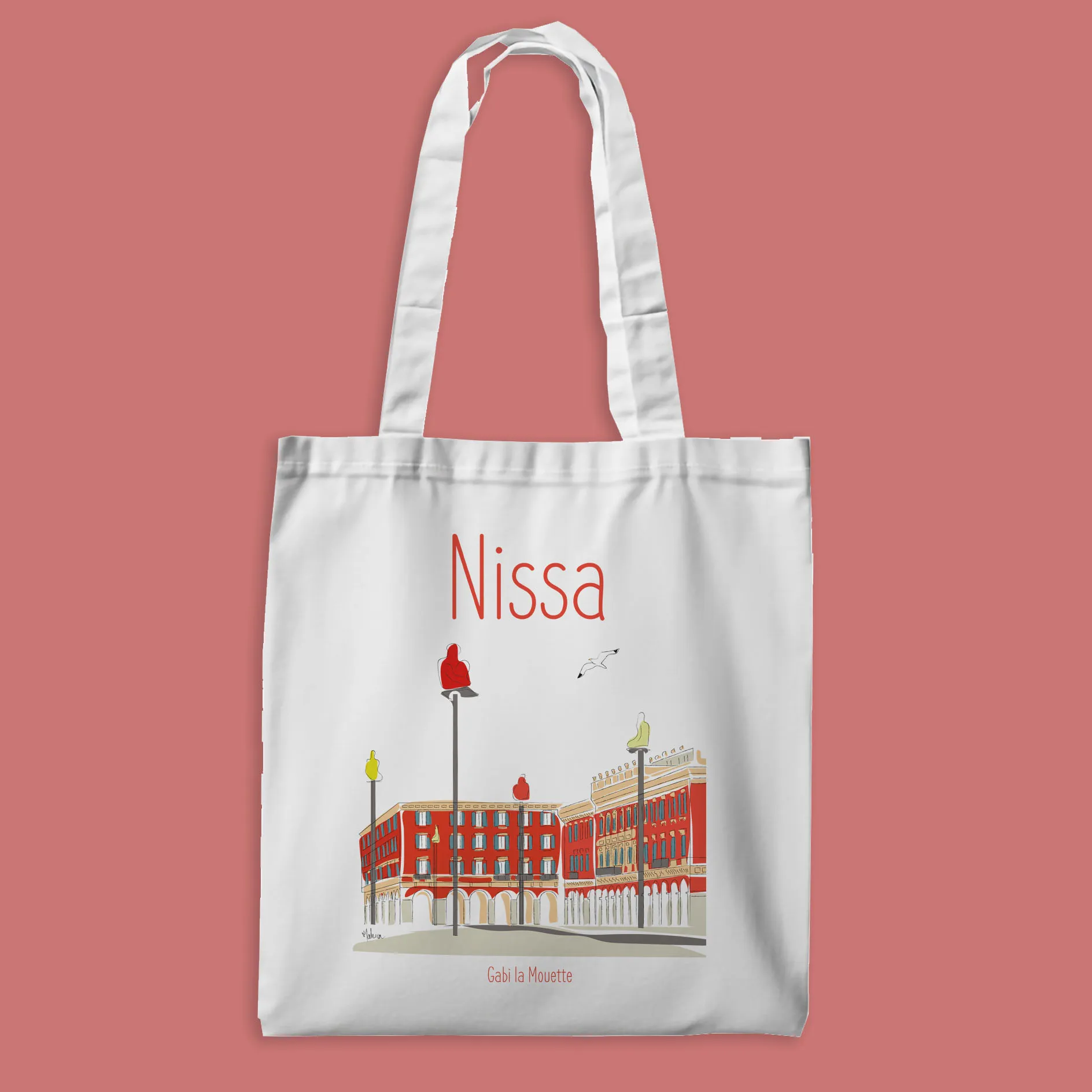 tote bag avec illustration de la ville de nice, la place masséna