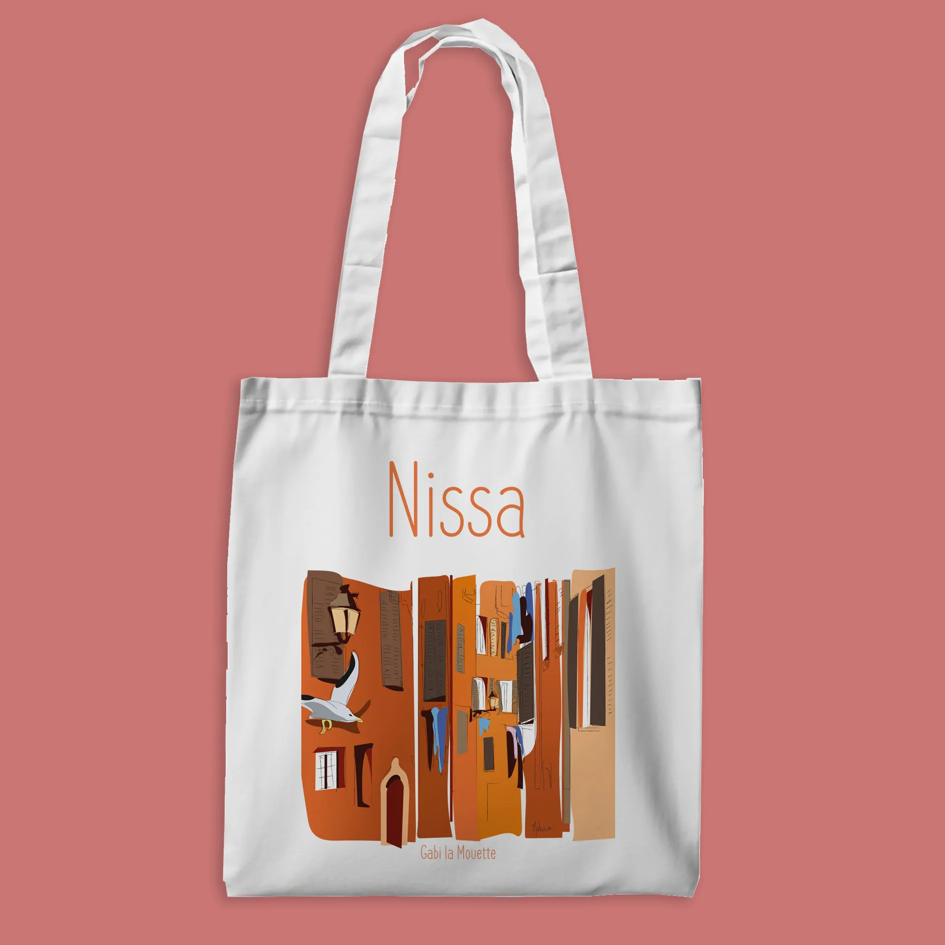 tote bag avec illustration de la ville de nice, le vieux nice
